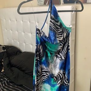Cross body animal print dress
